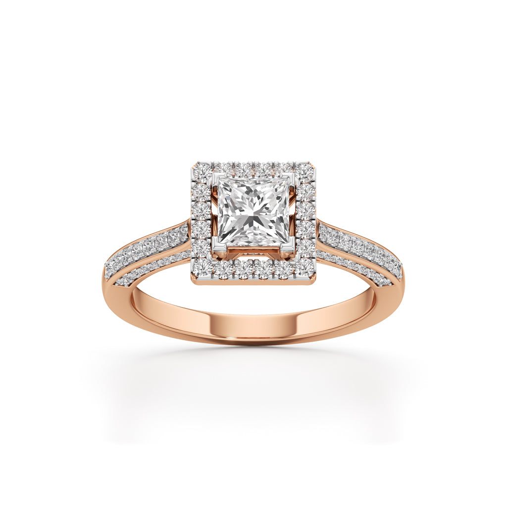 Square Halo Engagement Ring