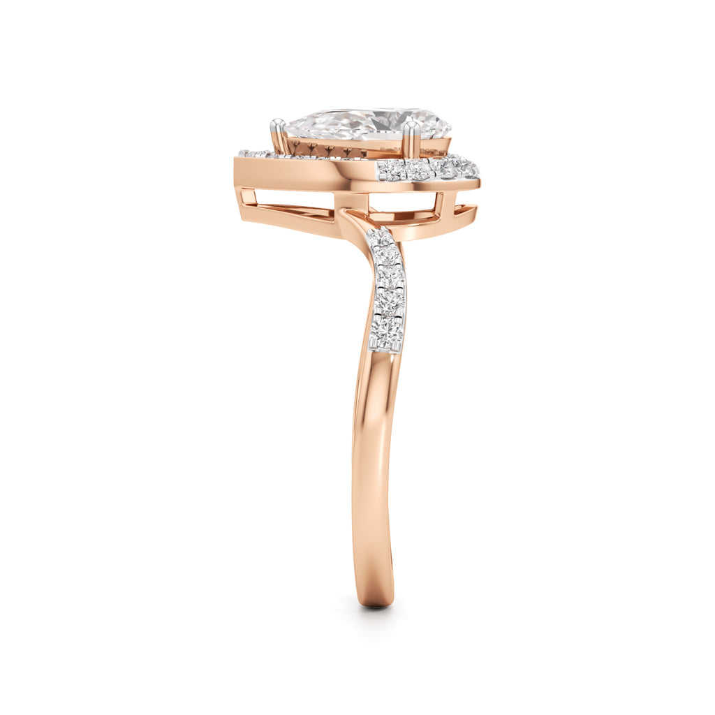 Pear Diamond Halo Ring with Band