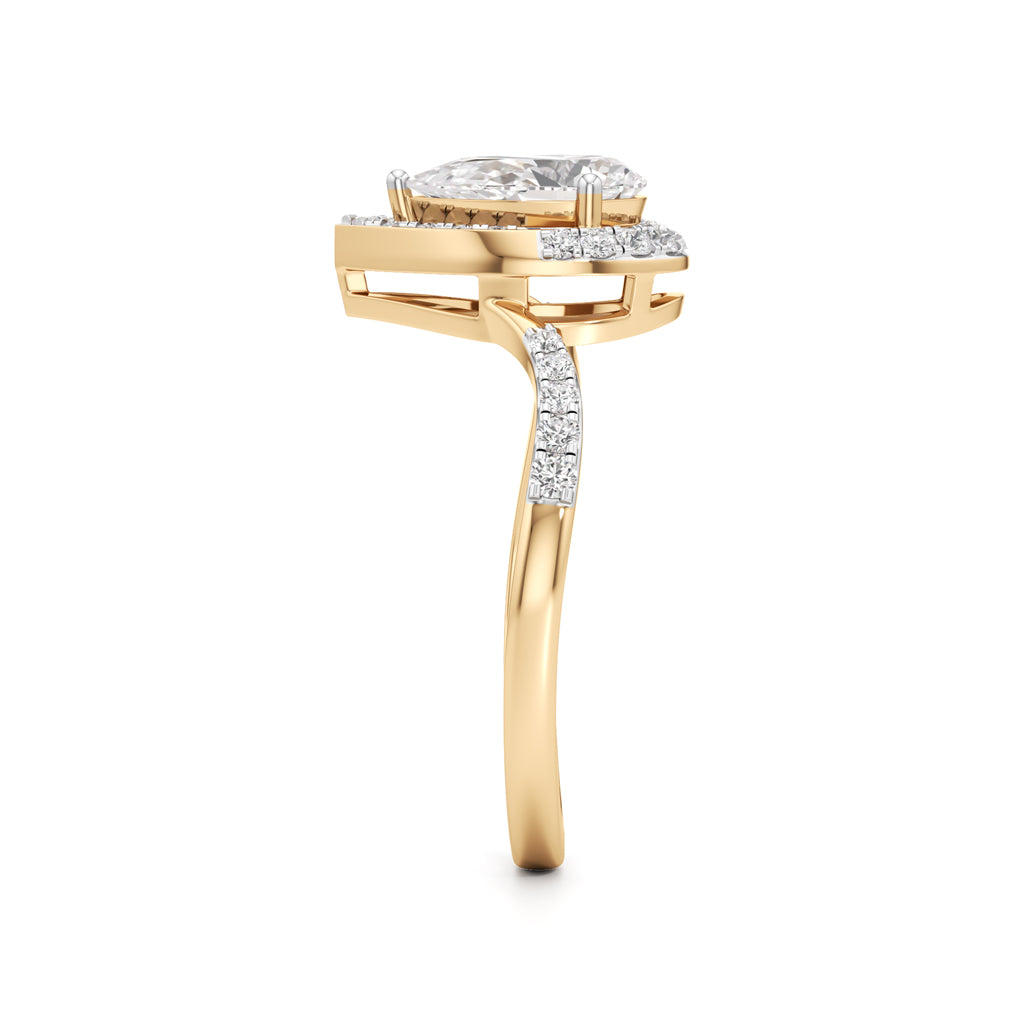 Pear Diamond Halo Ring with Band