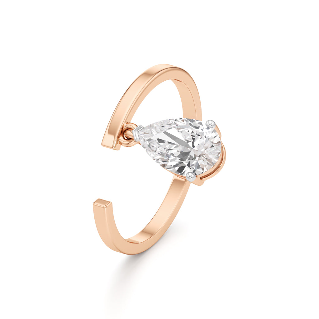 Floating Pear Diamond Wrap Ring
