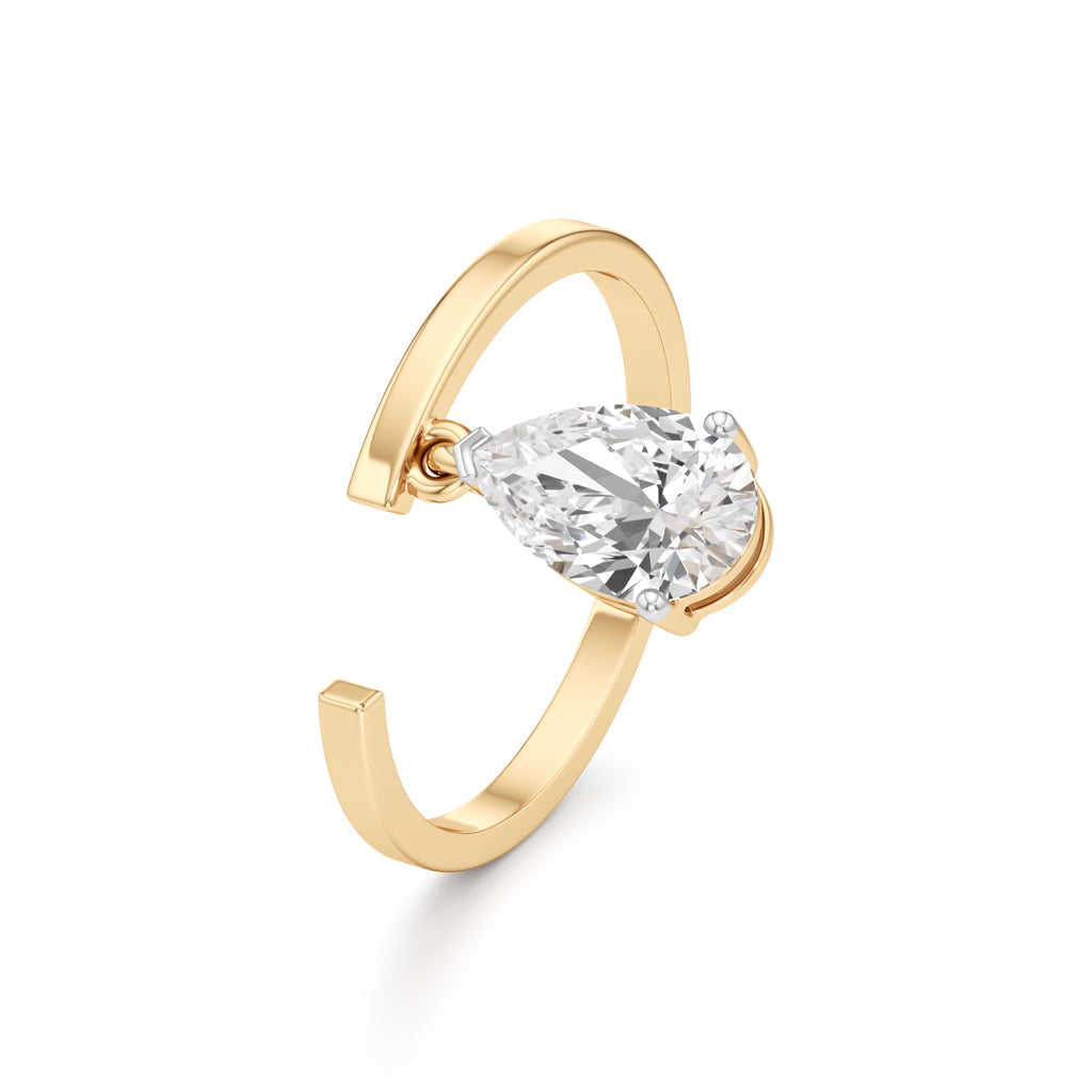 Floating Pear Diamond Wrap Ring