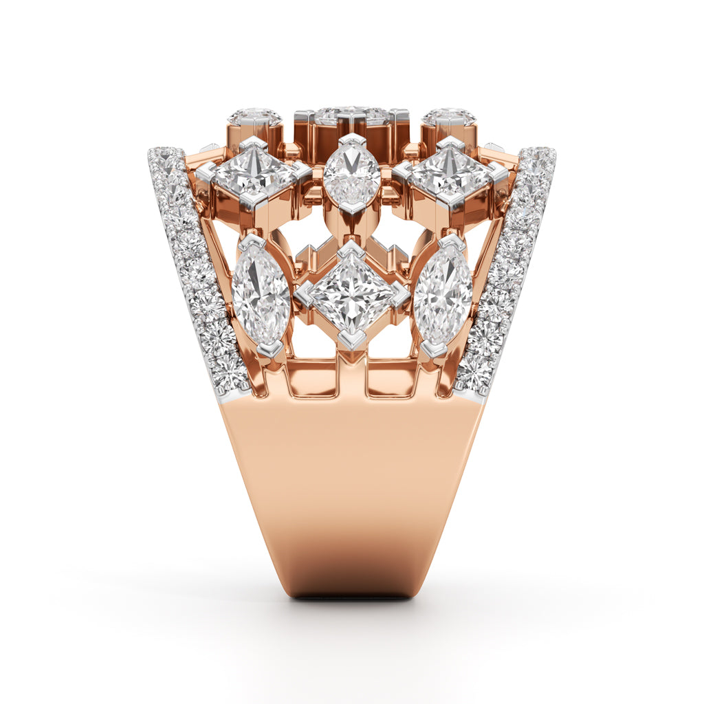 Regal Grid Diamond Statement Ring