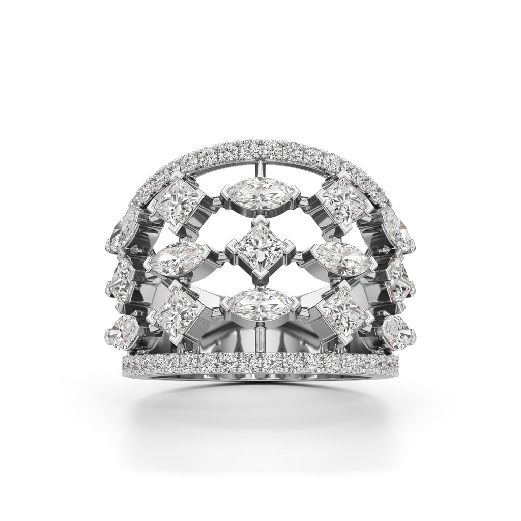 Regal Grid Diamond Statement Ring