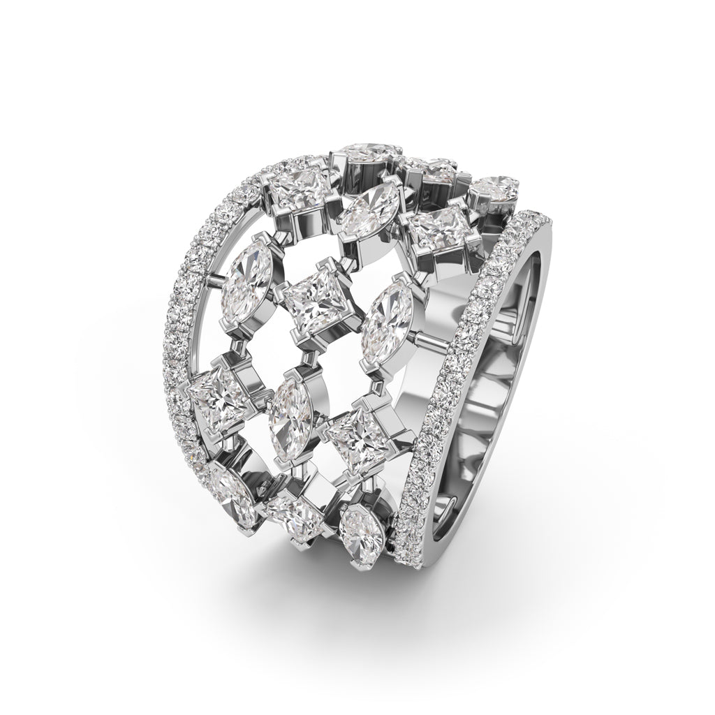 Regal Grid Diamond Statement Ring