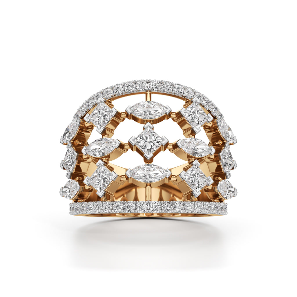Regal Grid Diamond Statement Ring