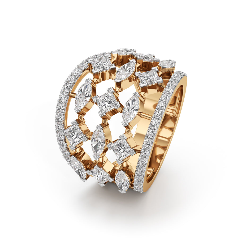 Regal Grid Diamond Statement Ring