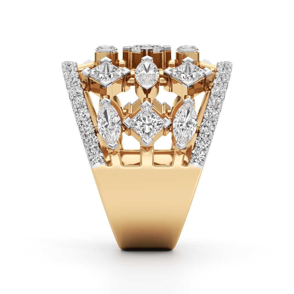 Regal Grid Diamond Statement Ring