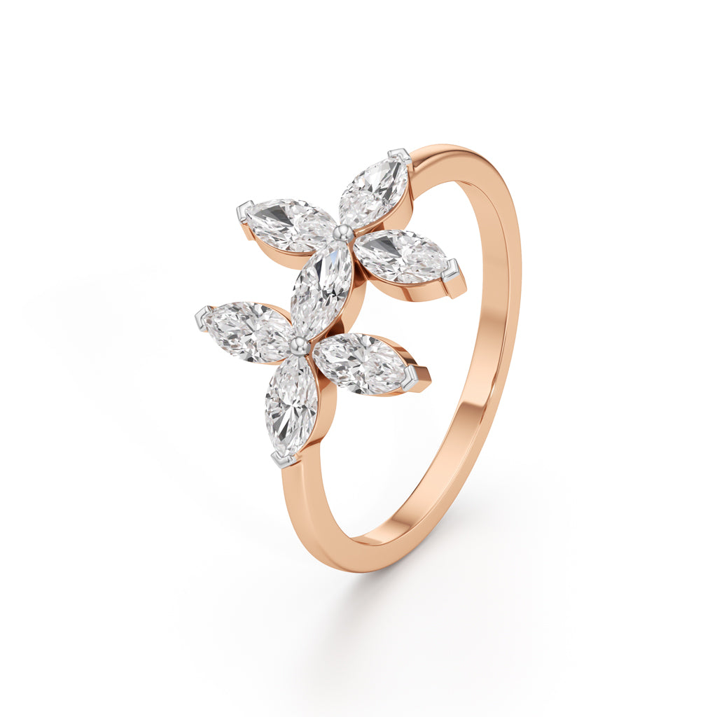 Dual Blossom Diamond Ring