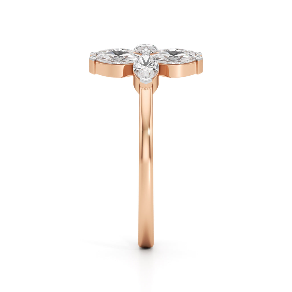 Dual Blossom Diamond Ring