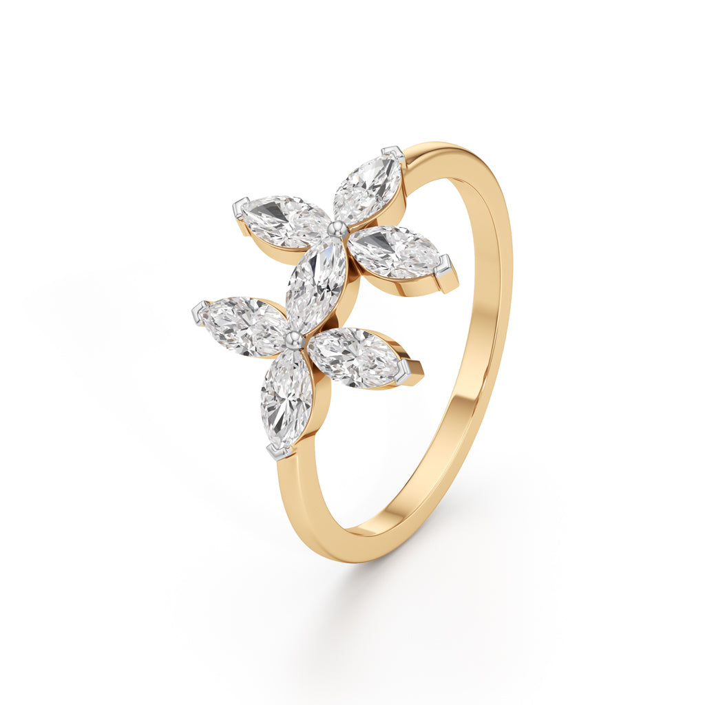 Dual Blossom Diamond Ring