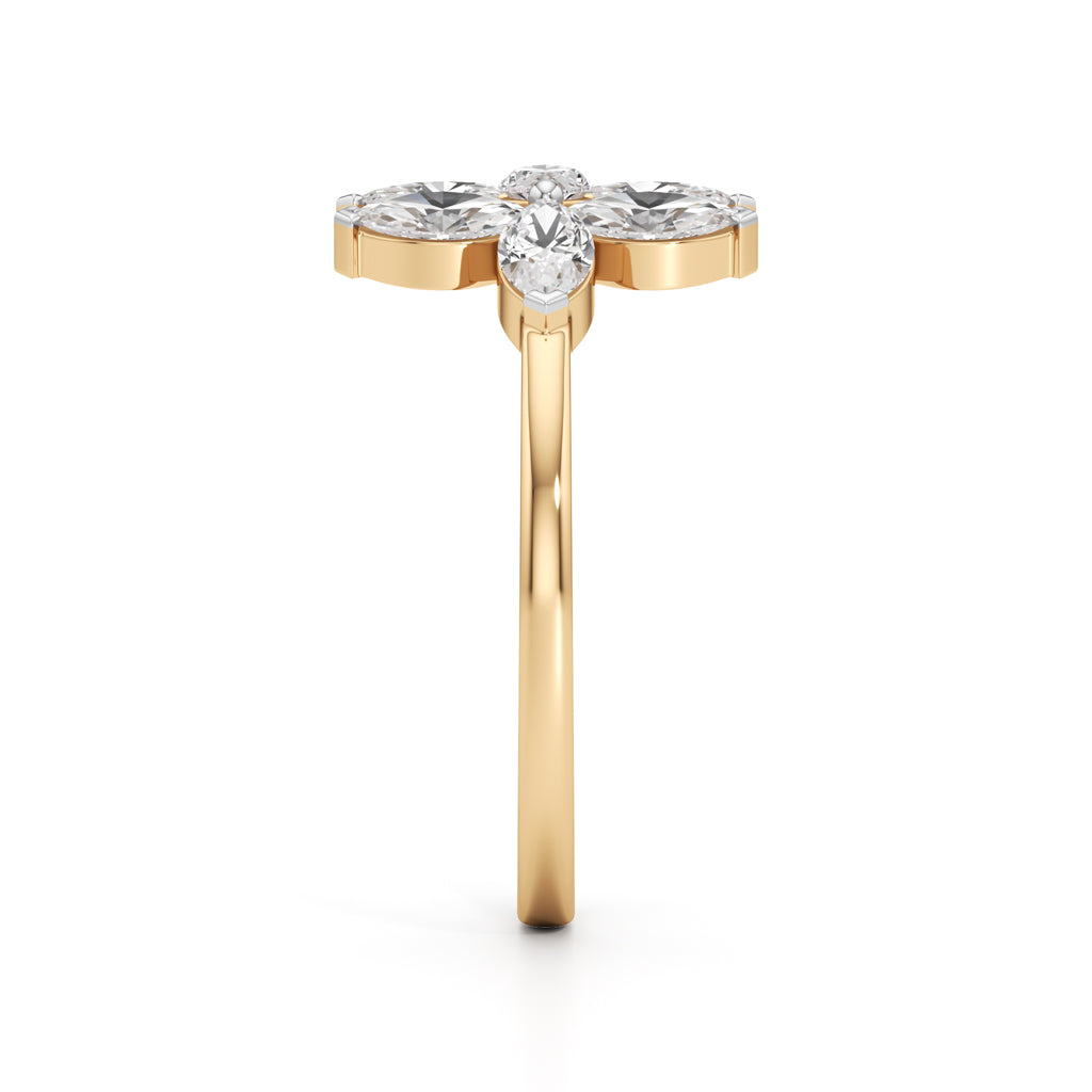 Dual Blossom Diamond Ring
