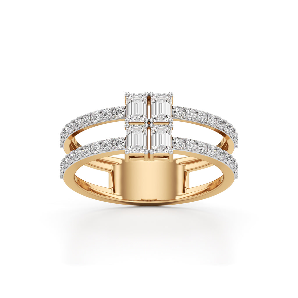 Radiant Quad Diamond Split Shank Ring