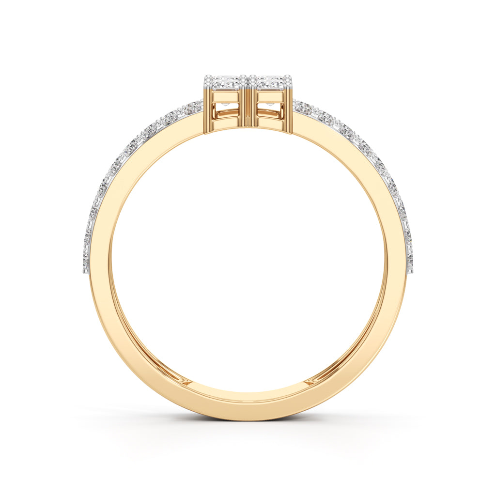 Radiant Quad Diamond Split Shank Ring