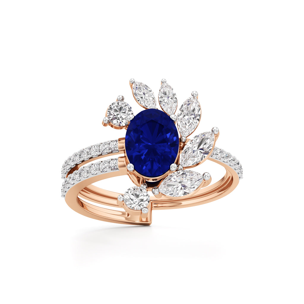 Midnight Bloom Sapphire Ring