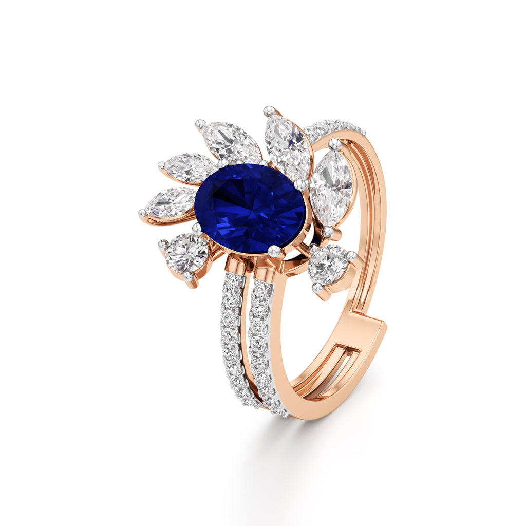Midnight Bloom Sapphire Ring