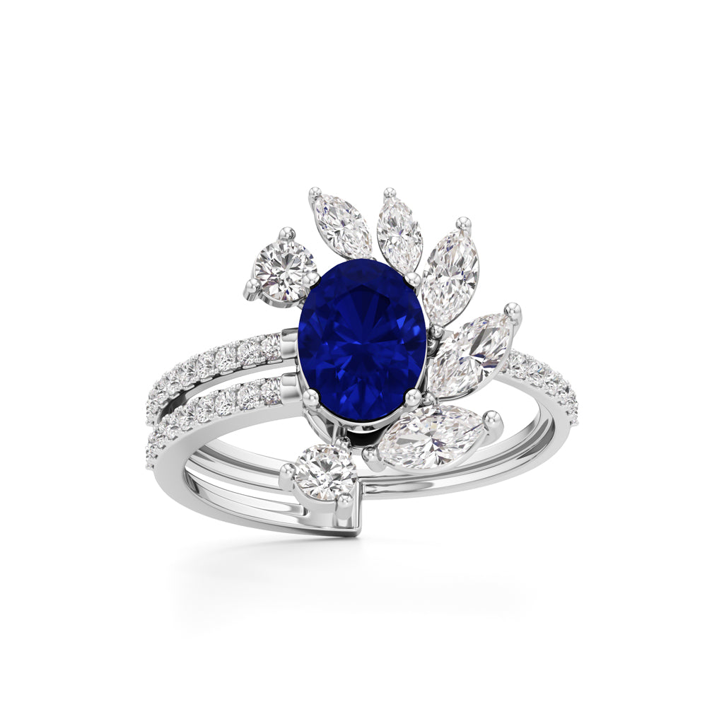 Midnight Bloom Sapphire Ring