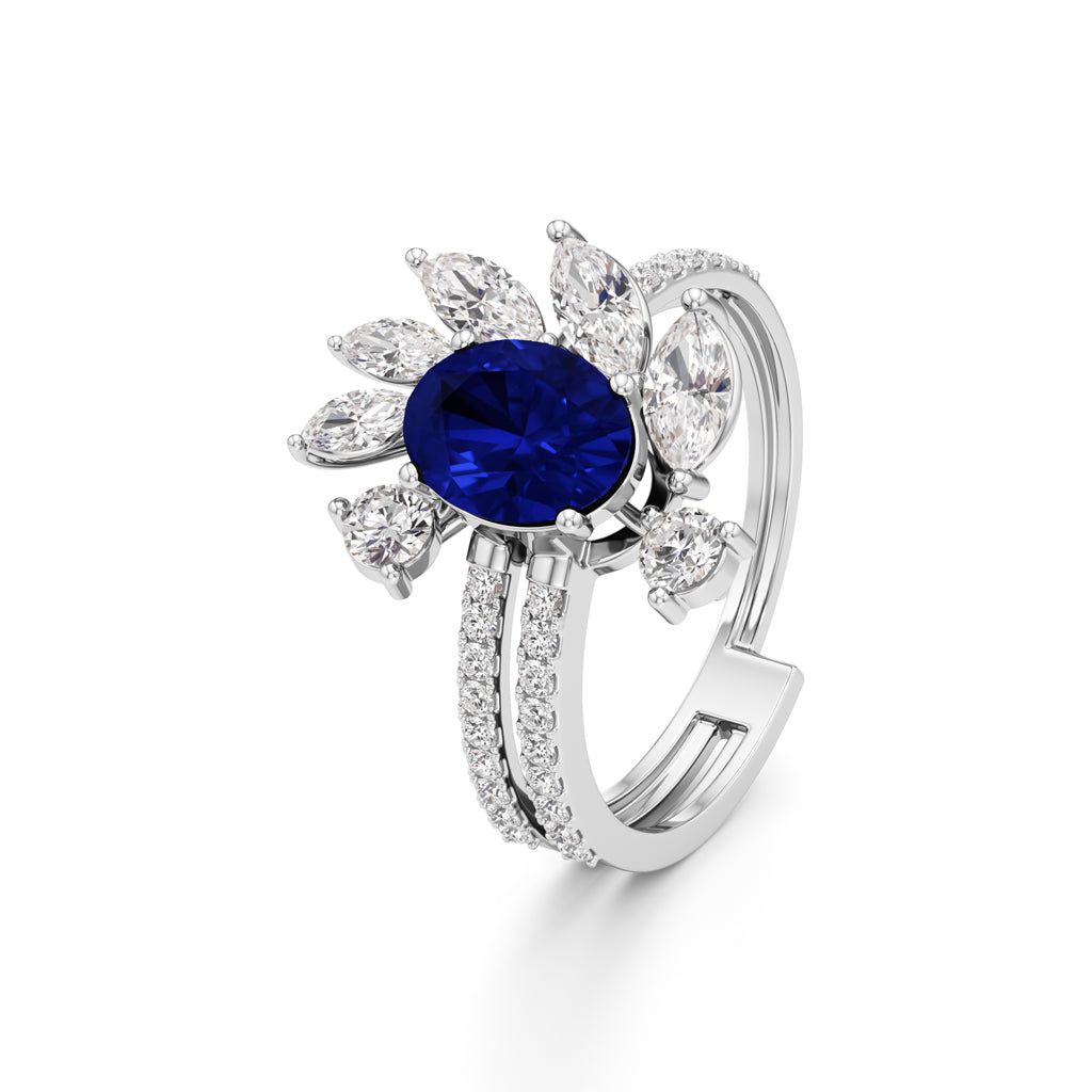 Midnight Bloom Sapphire Ring