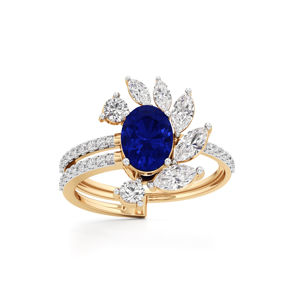 Midnight Bloom Sapphire Ring