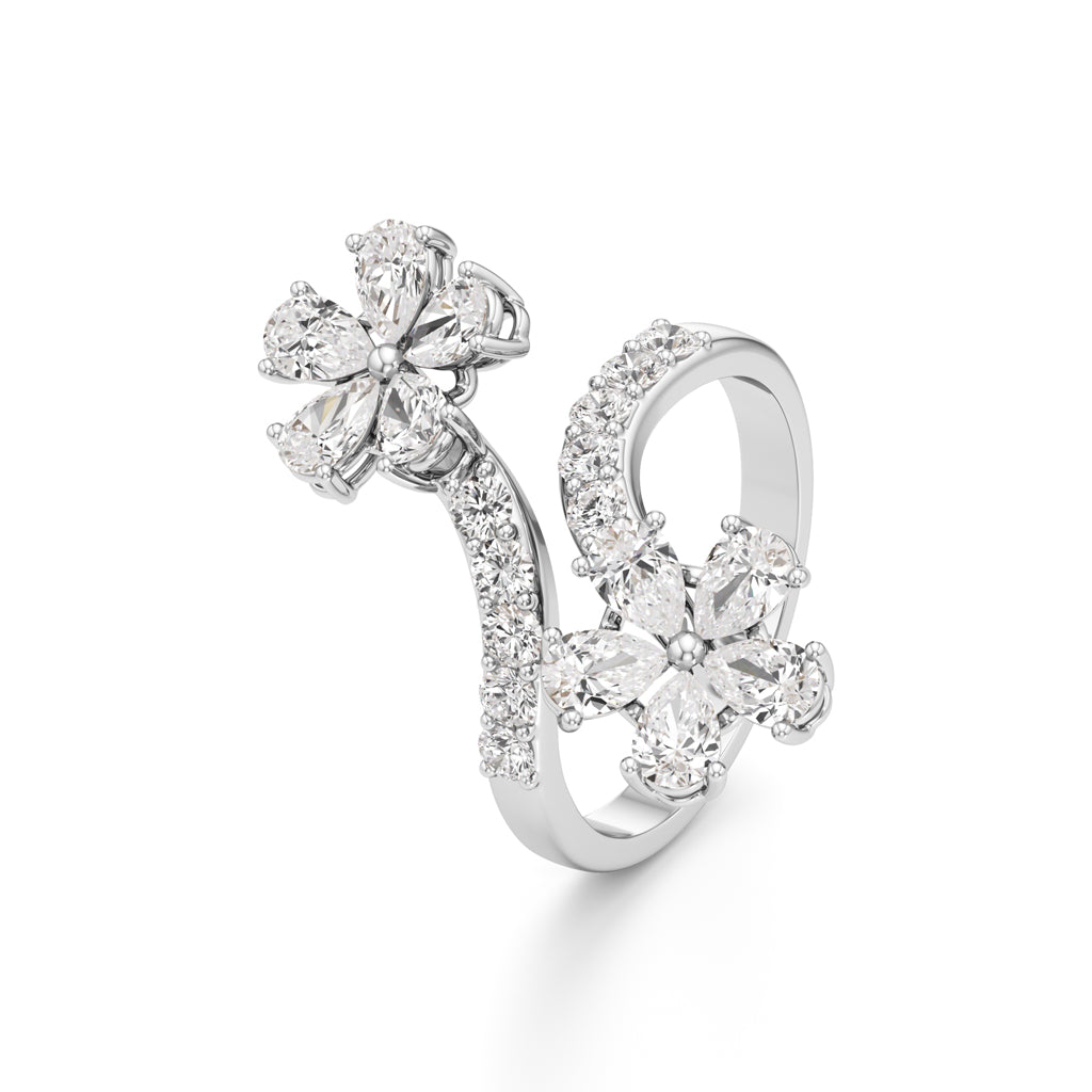 Dancing Blossoms Diamond Floral Wrap Ring