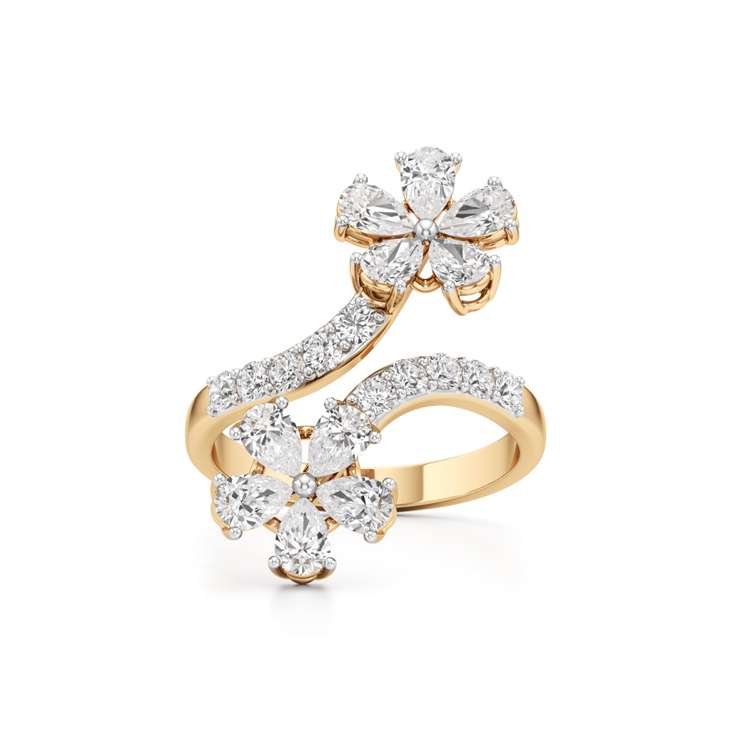 Dancing Blossoms Diamond Floral Wrap Ring
