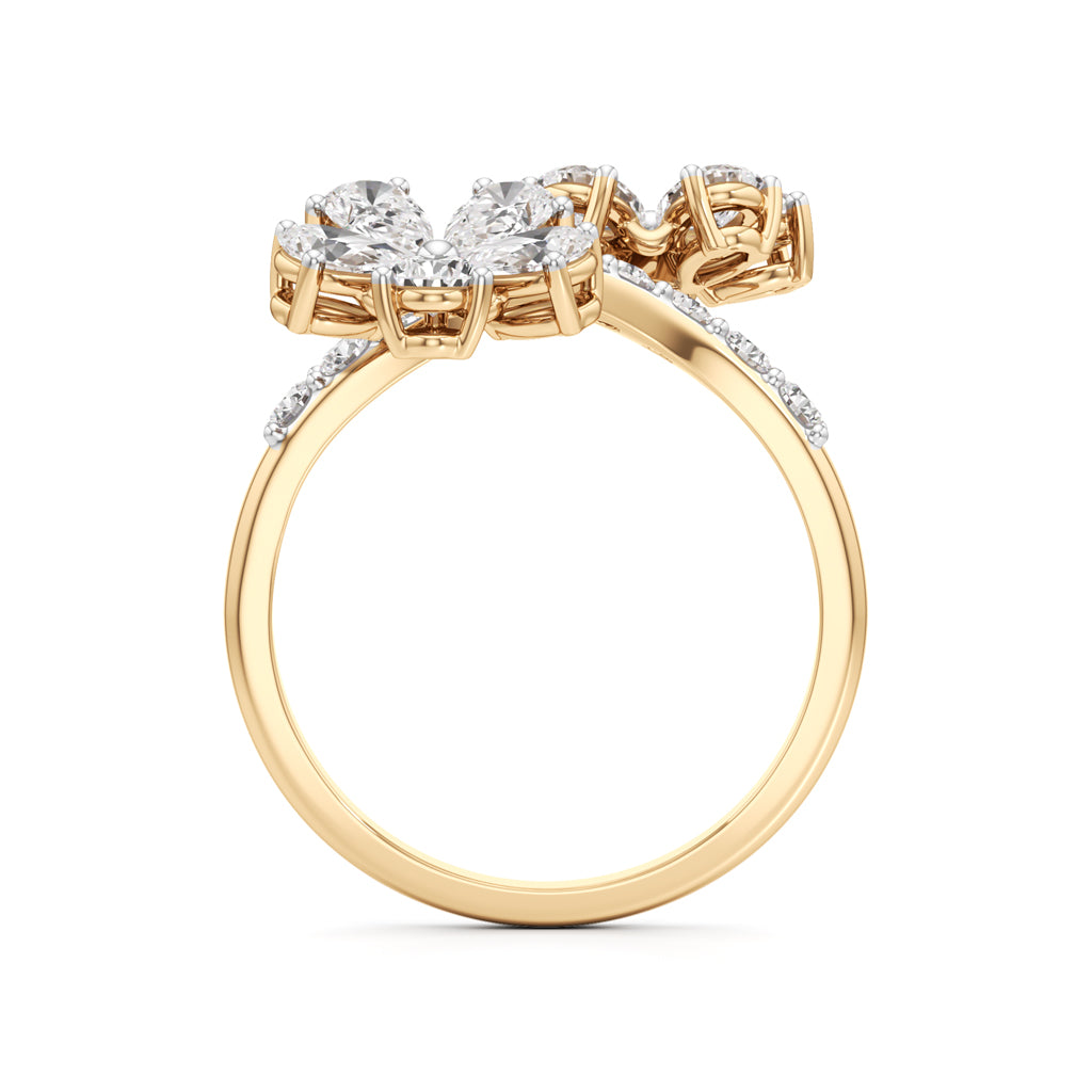Dancing Blossoms Diamond Floral Wrap Ring