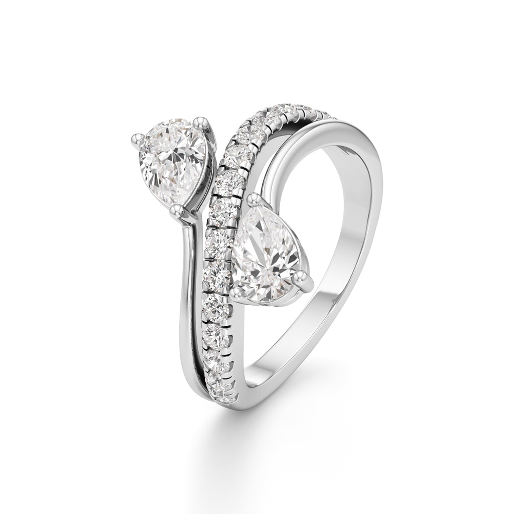 Luminescent Pear Pave Diamond Wrap Ring