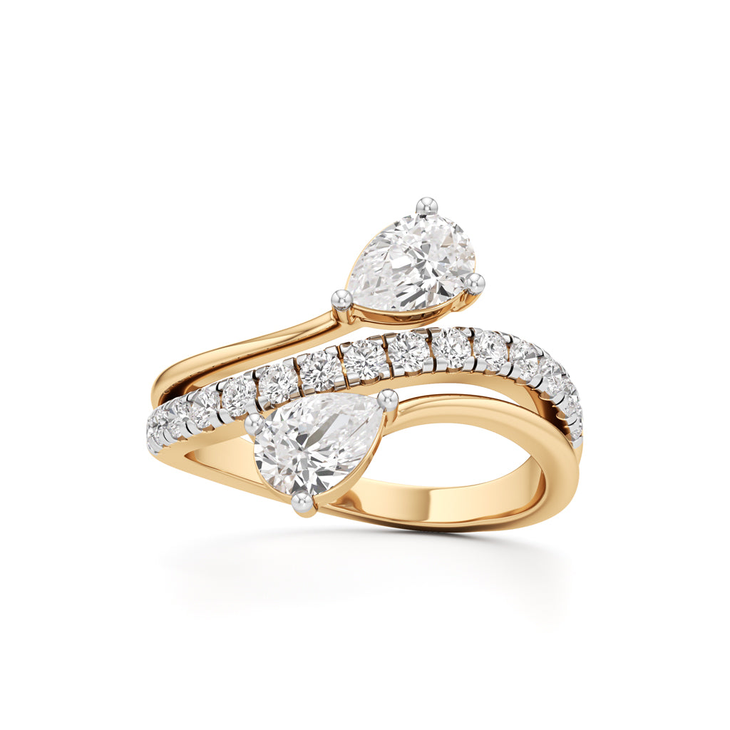 Luminescent Pear Pave Diamond Wrap Ring
