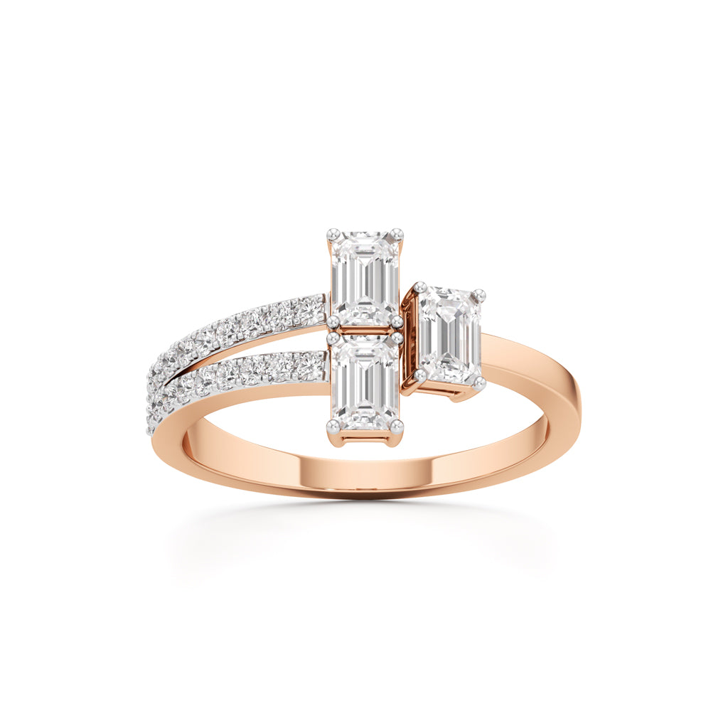 Modern Trinity Diamond Bypass Ring