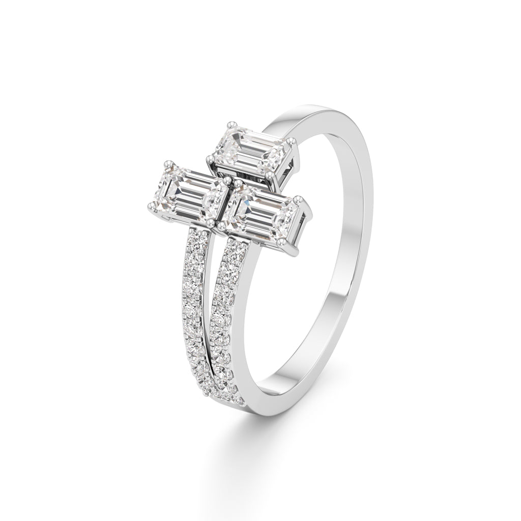 Modern Trinity Diamond Bypass Ring