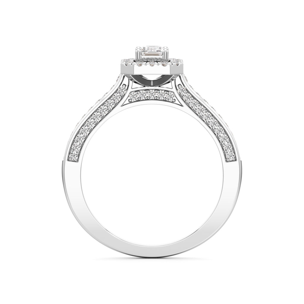 Emerald-Cut Diamond Halo Engagement Ring