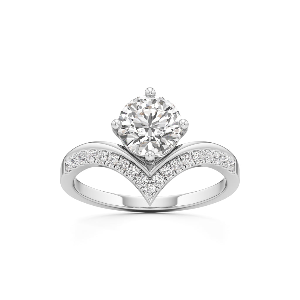 V-Shaped Pave Engagement Ring