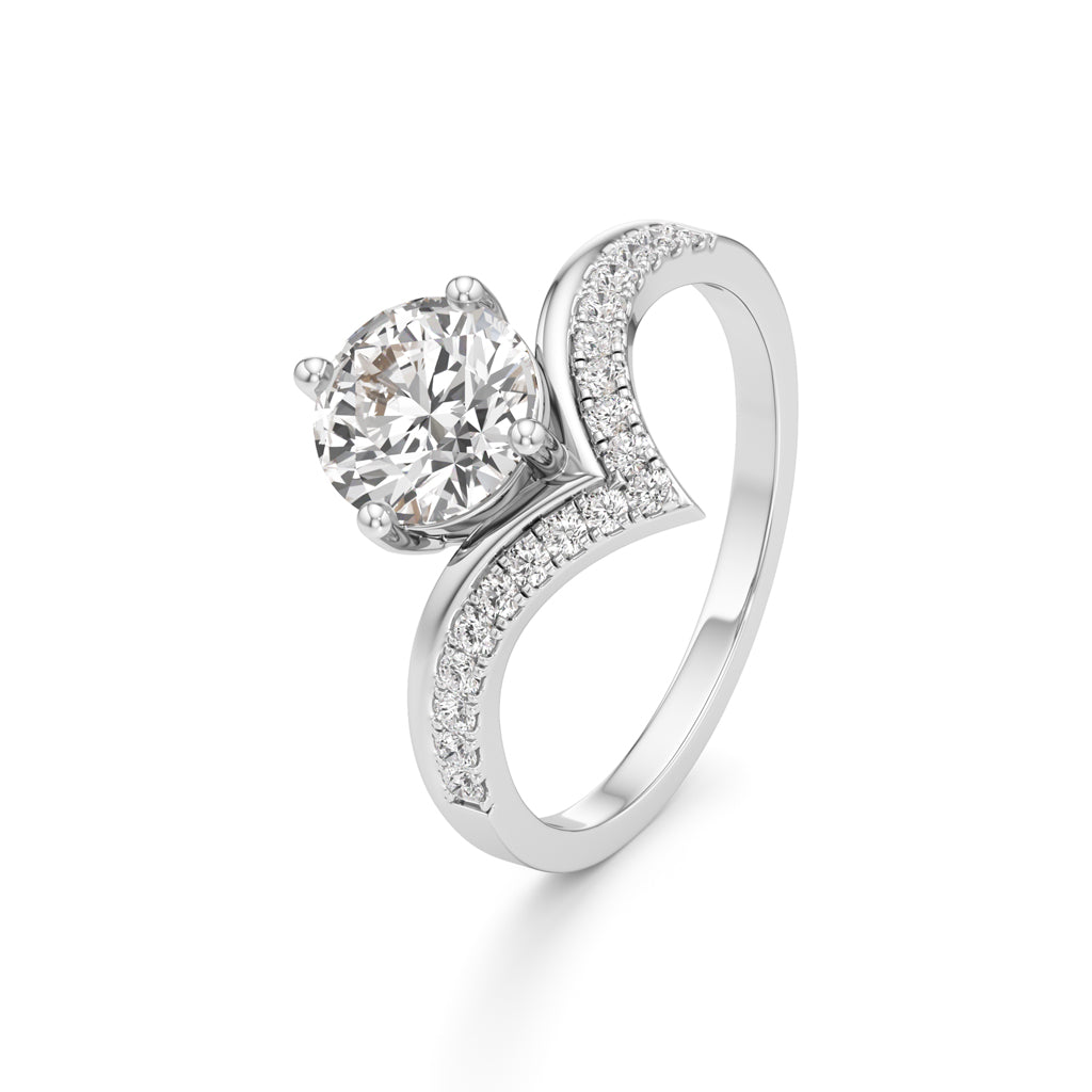 V-Shaped Pave Engagement Ring
