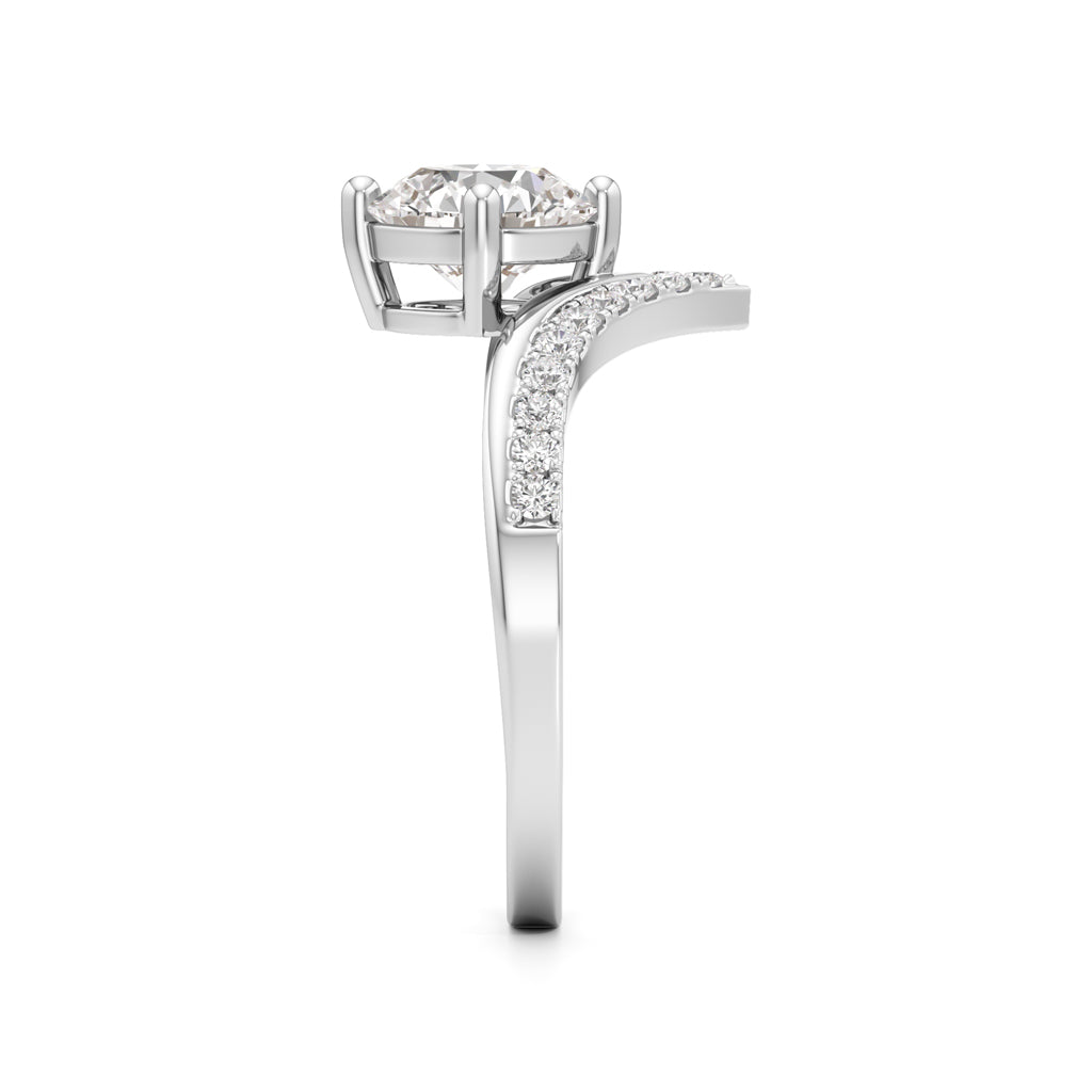 V-Shaped Pave Engagement Ring