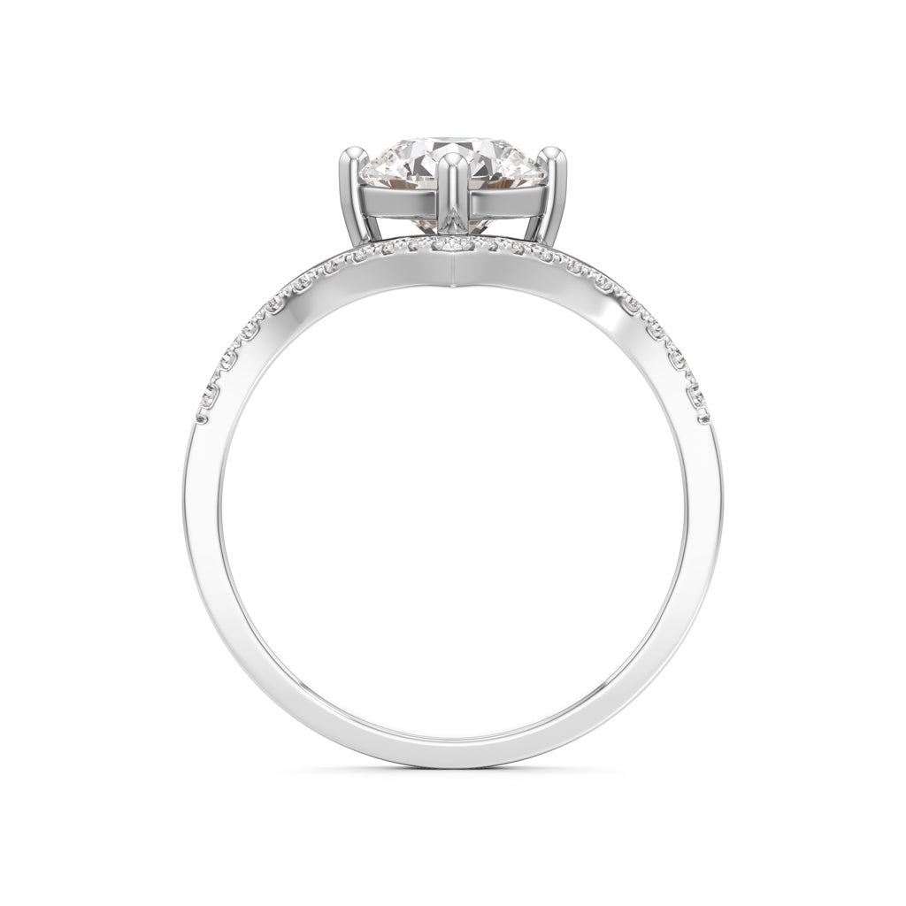 V-Shaped Pave Engagement Ring