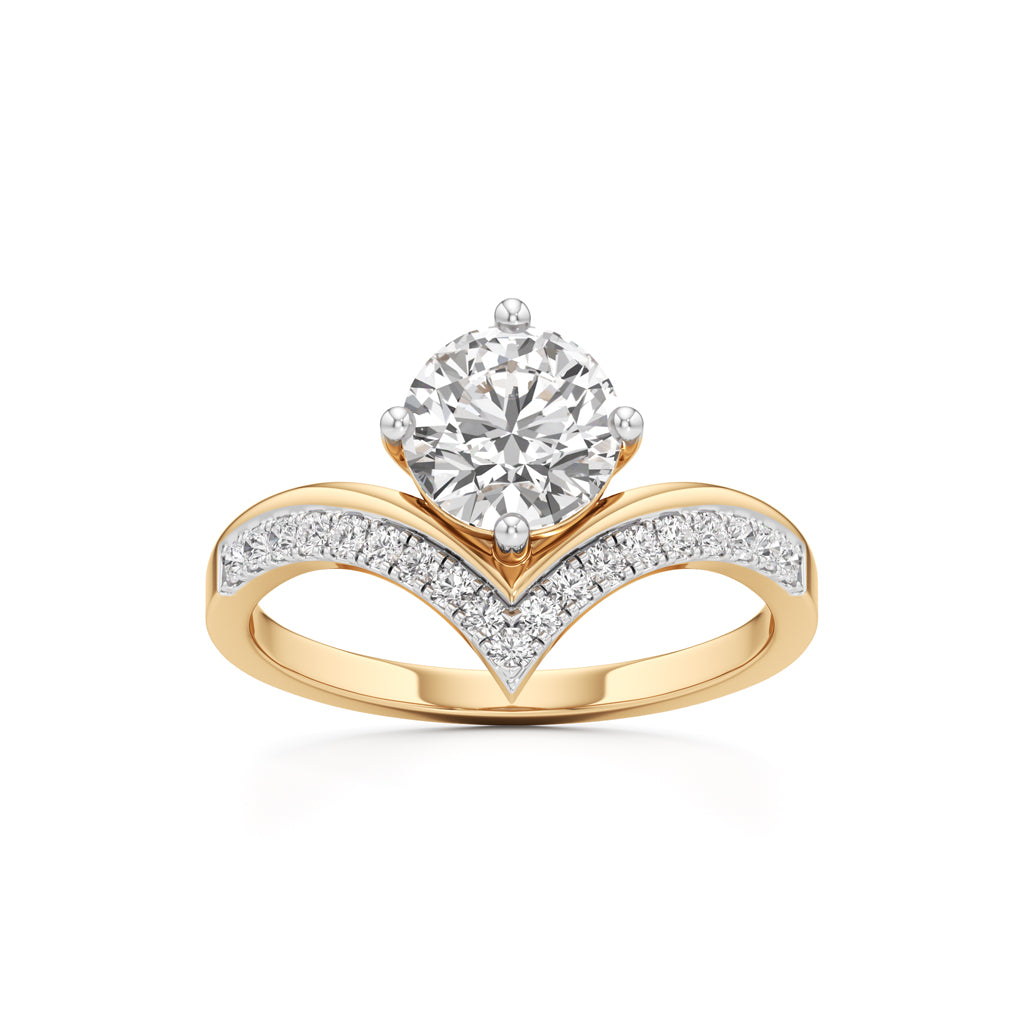 V-Shaped Pave Engagement Ring