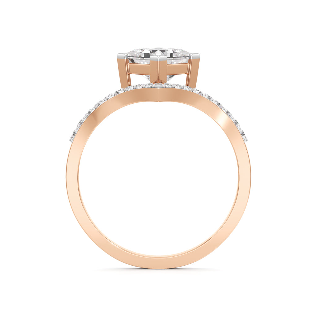 Princess Cut V-Shaped Embellished Engagement Ring