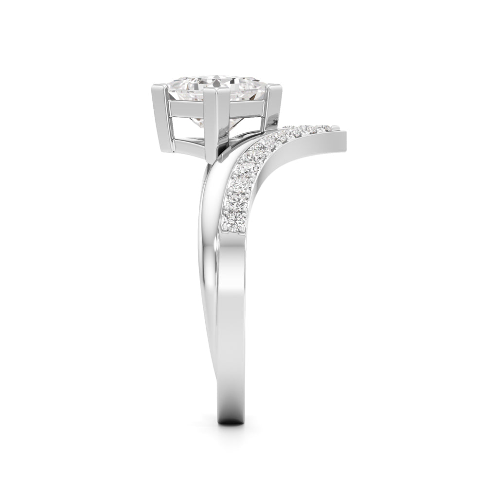 Princess Cut V-Shaped Embellished Engagement Ring