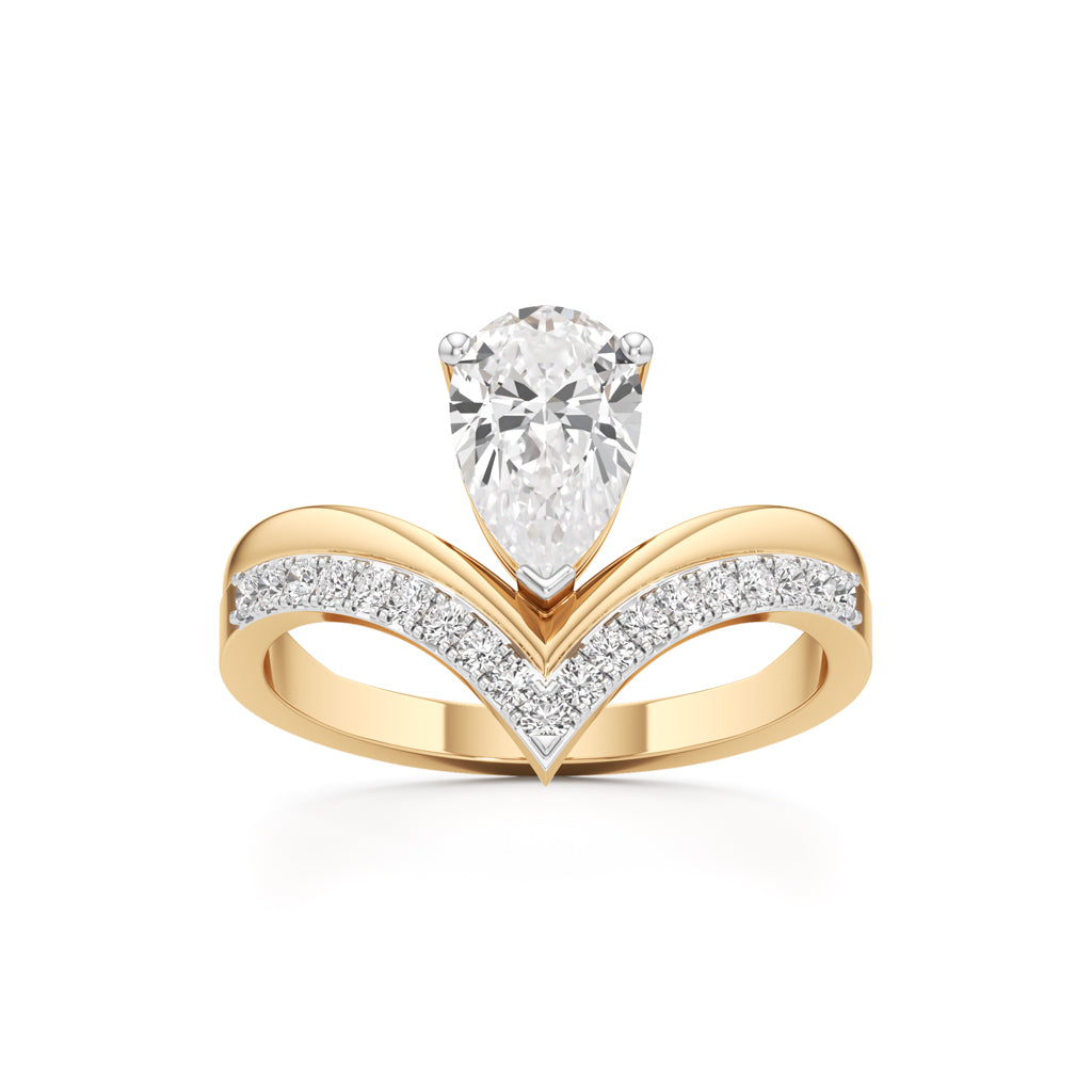 Pear Solitaire V-Shaped Grace Ring