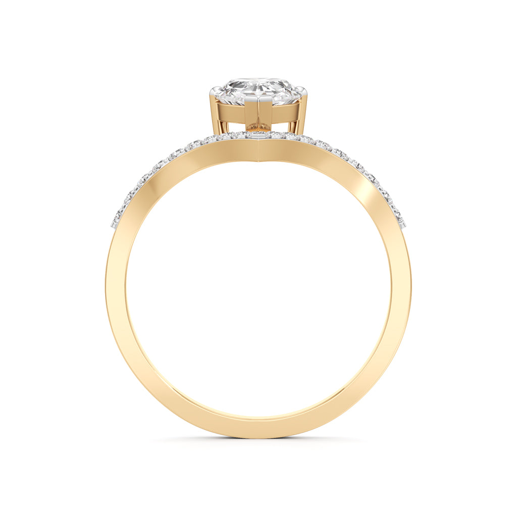 Pear Solitaire V-Shaped Grace Ring