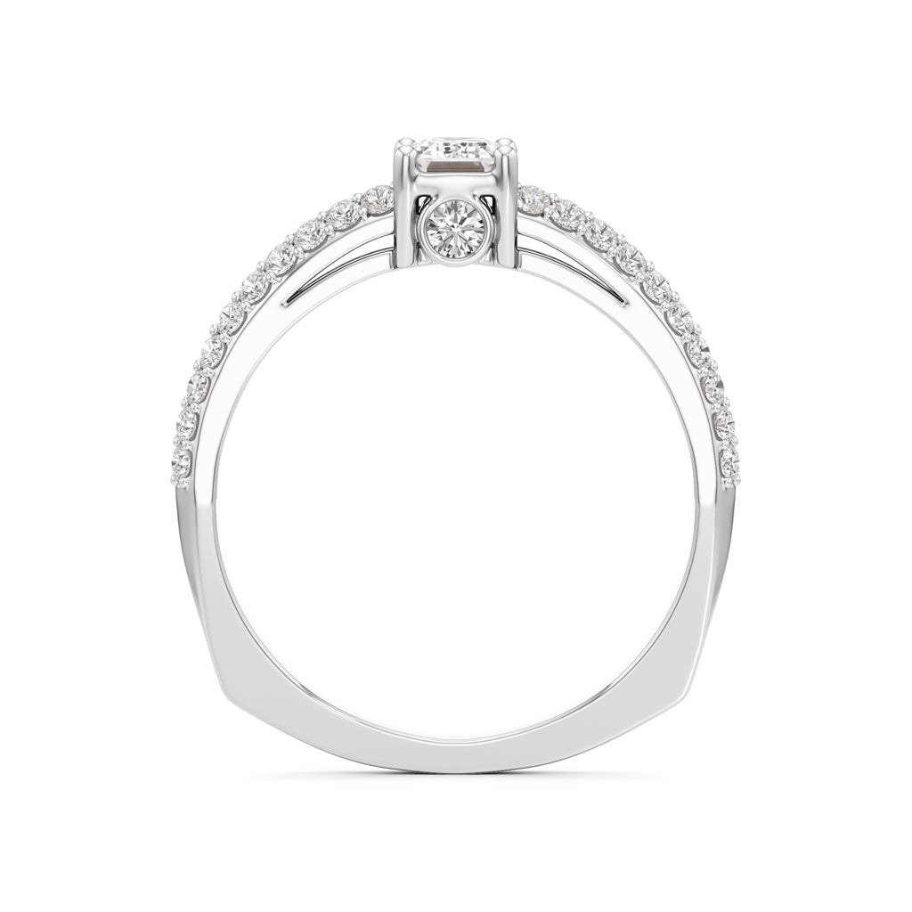Emerald Cut Solitaire with Pave Accent Ring