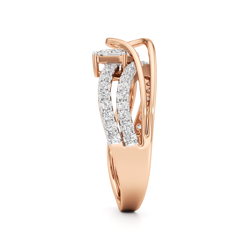 Emerald Cut Intertwined Spark Ring