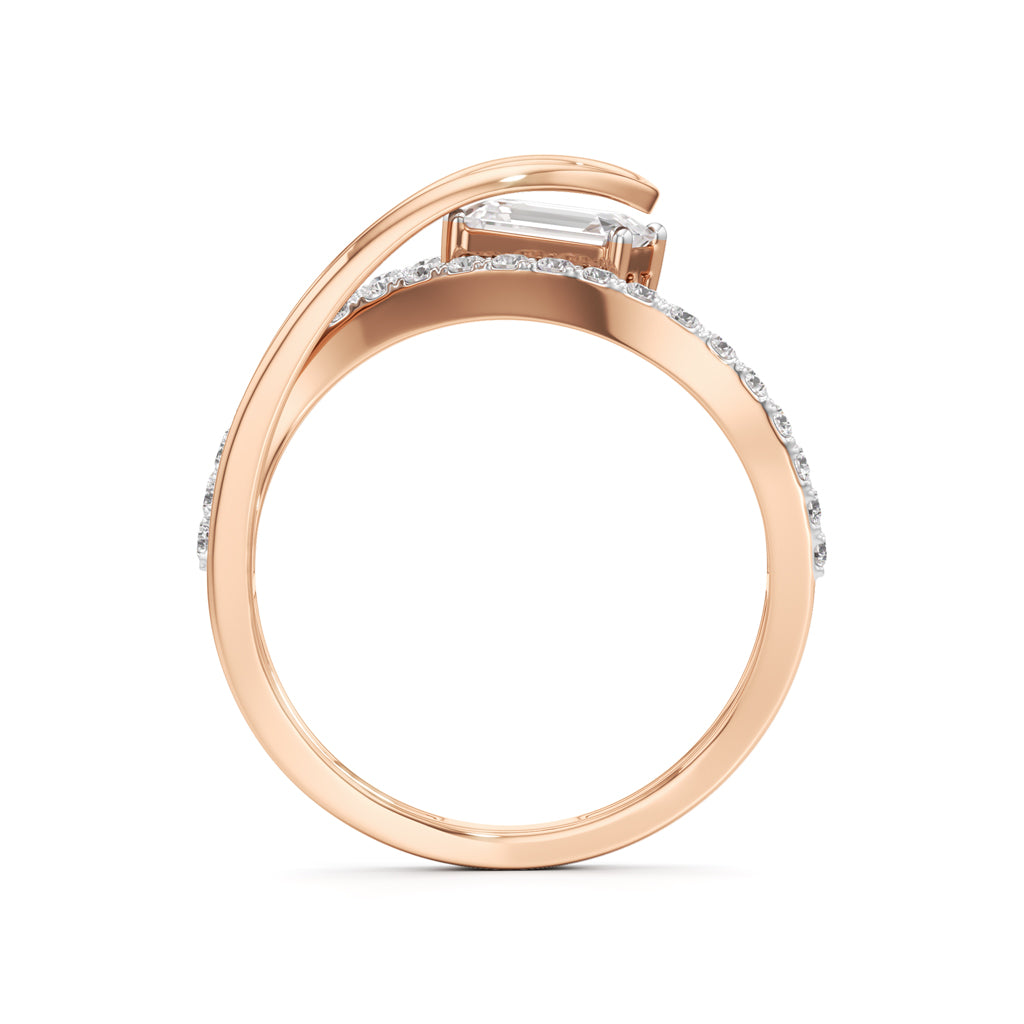 Emerald Cut Intertwined Spark Ring