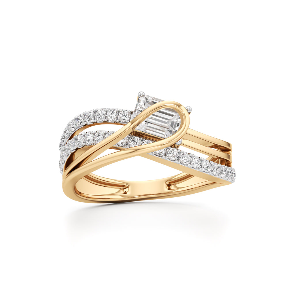 Emerald Cut Intertwined Spark Ring
