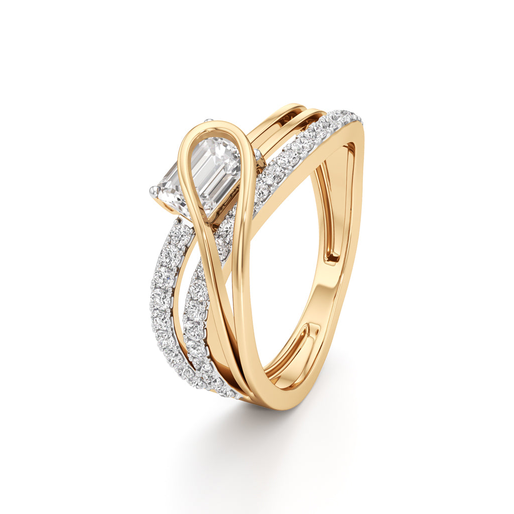 Emerald Cut Intertwined Spark Ring