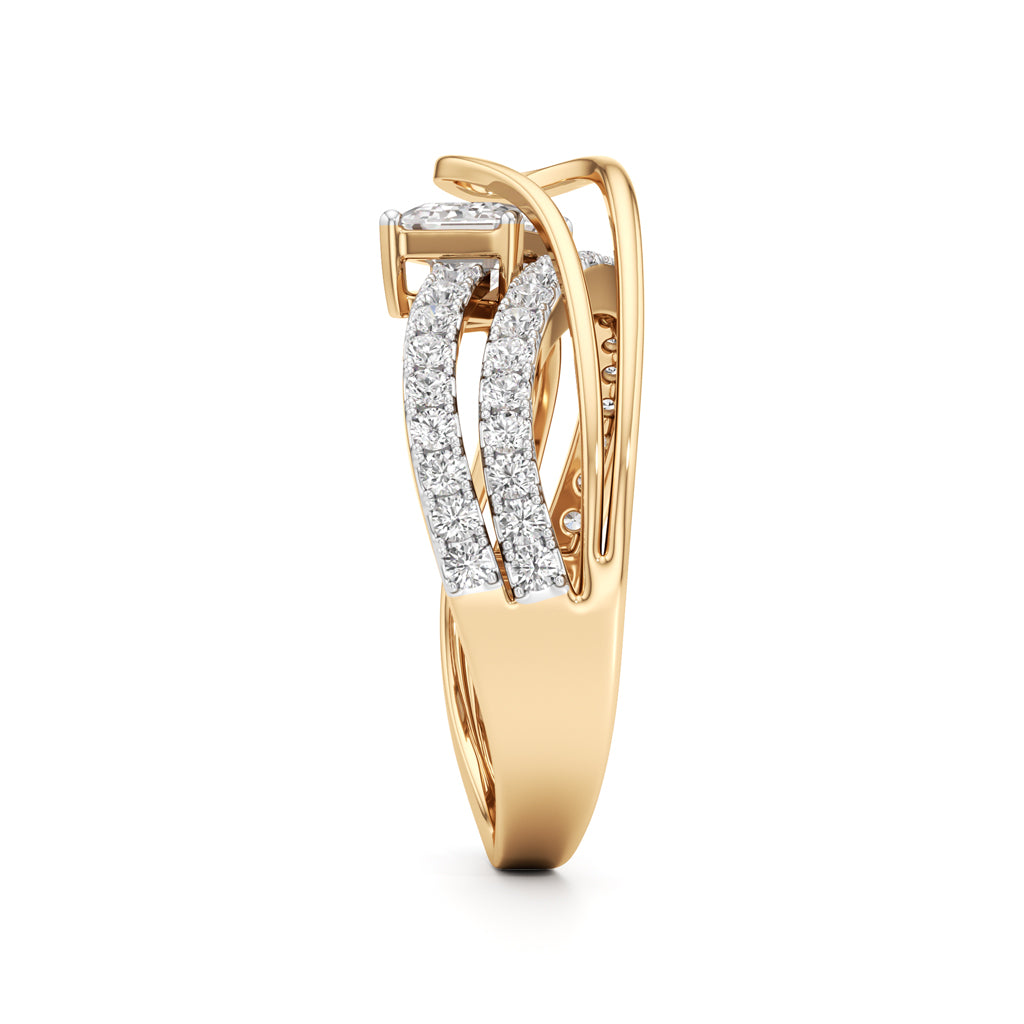 Emerald Cut Intertwined Spark Ring