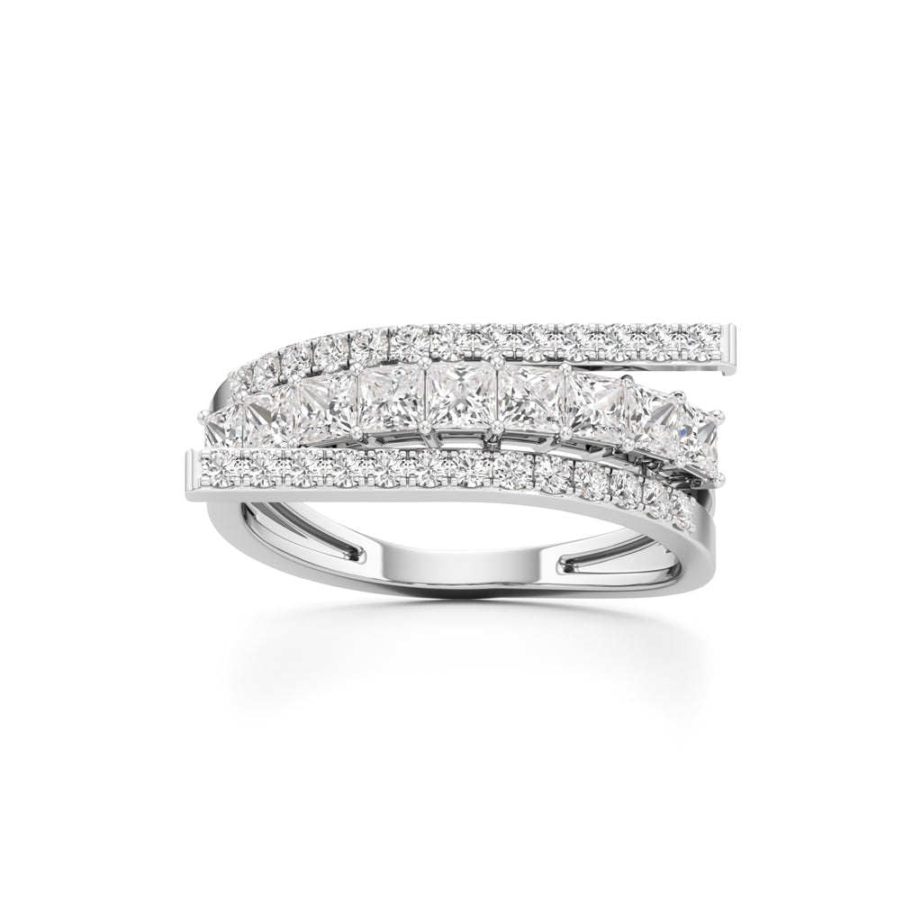 Multi-Row Princess Cut Lab Diamond Ring