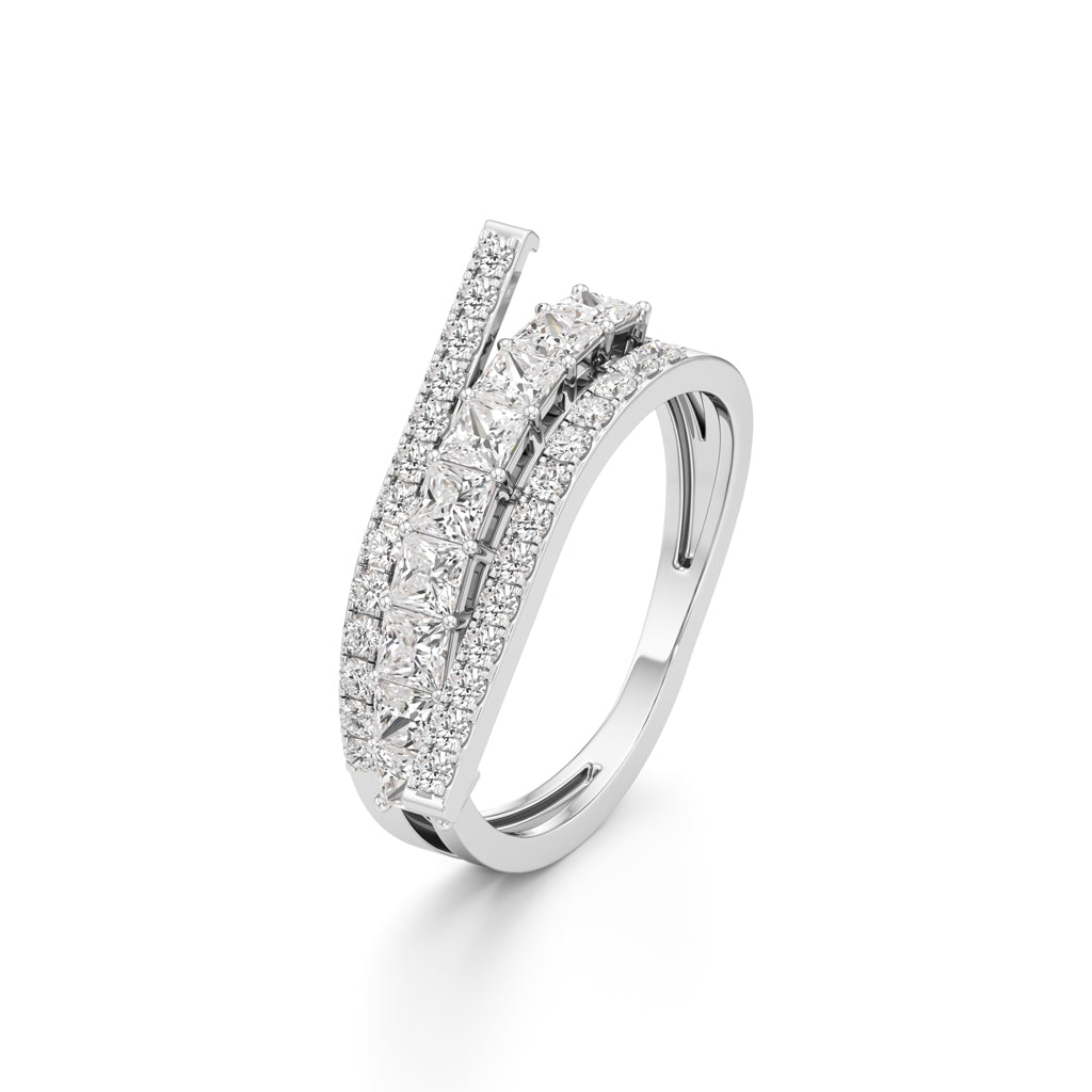 Multi-Row Princess Cut Lab Diamond Ring