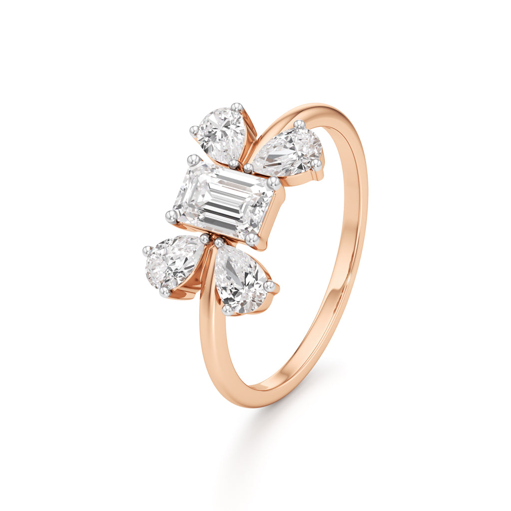 Emerald Cut & Pear Glimstripe Ring