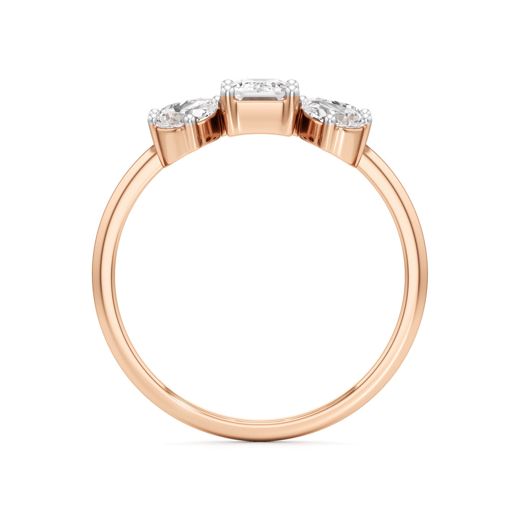 Emerald Cut & Pear Glimstripe Ring