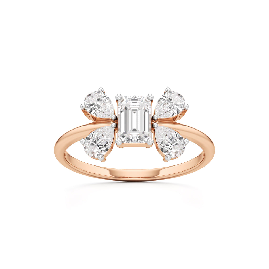 Emerald Cut Pear Glimstripe Ring